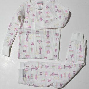 New Tykes Toddler Pajamas Set Long Johns & Top sz 2T Ballerina Figures 26-29 Lbs